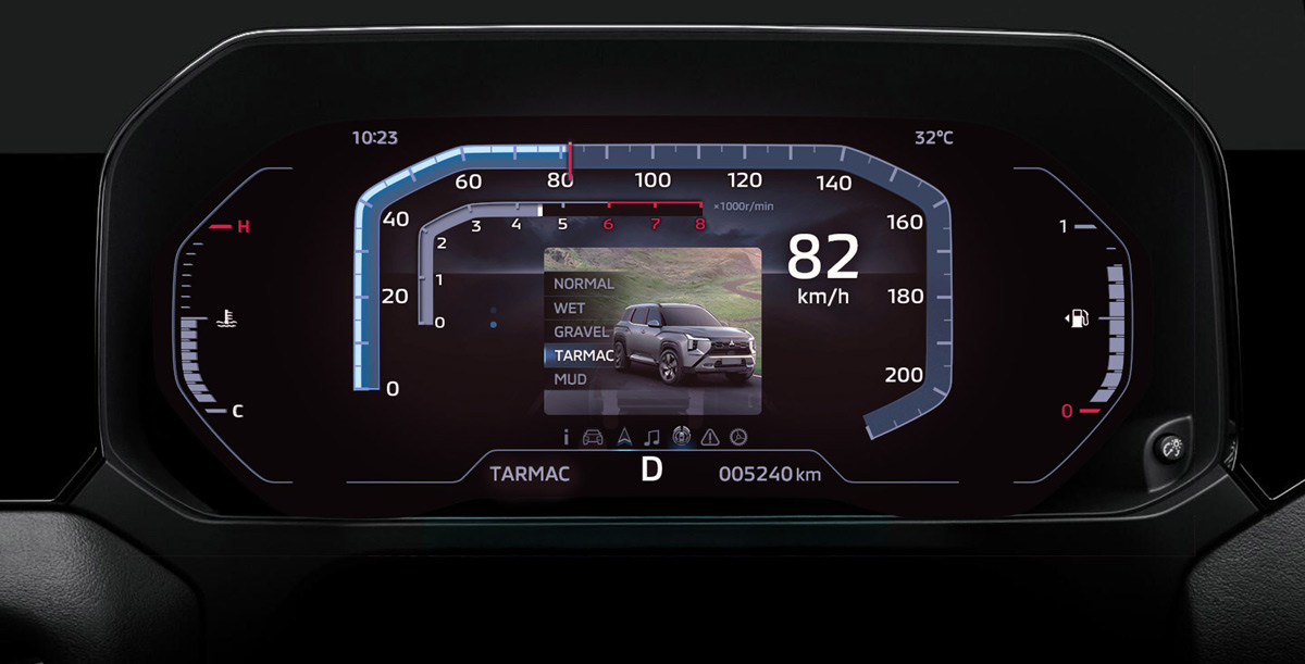 Bảng đồng hồ kỹ thuật số 8 inch trên Mitsubishi Destinator